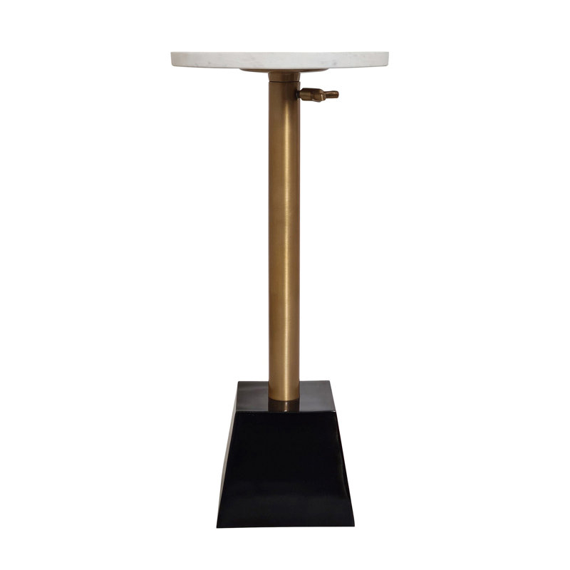 Table de bout à piédestal, Noir / bronze brossé, Blanc, H 22 po x l 12 po x P 10 po