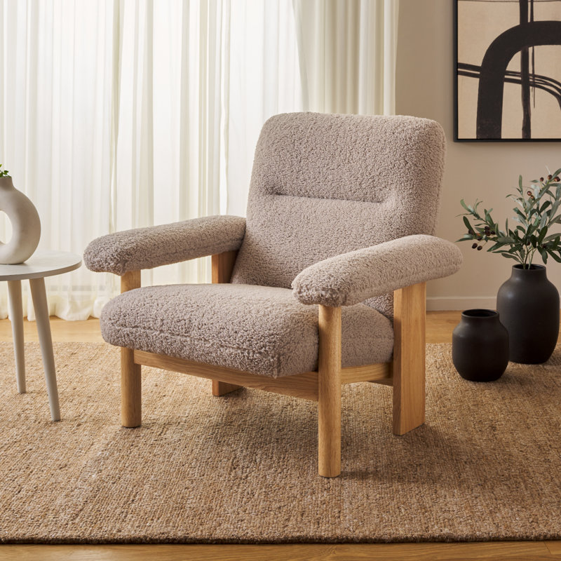 Natheniel Upholstered Armchair, Natural, Beige