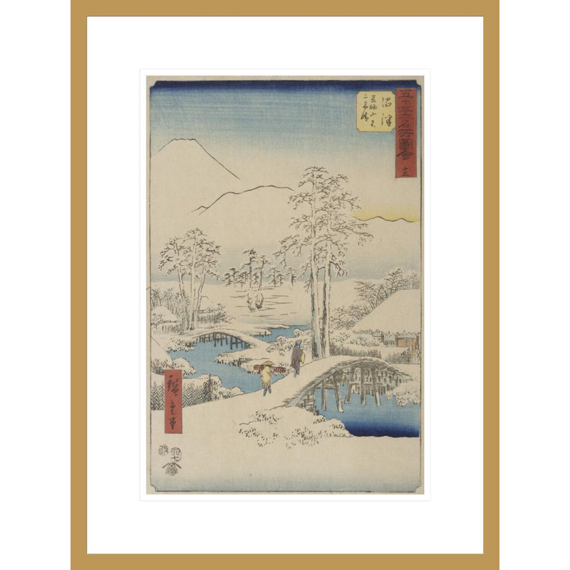 Mt. Fuji and Mt. Ashigara from Numazu from the series Vertical Tokaido by Andō Hiroshige -Framed Giclee Print