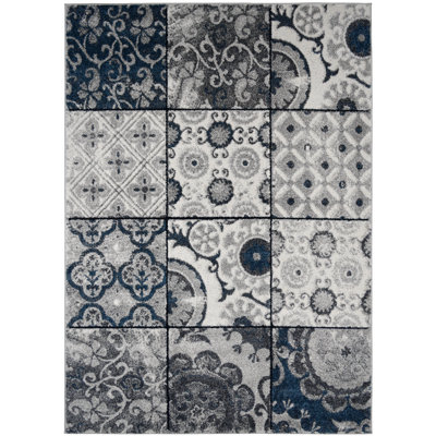 Tapis à motif géométrique gris Beaufort