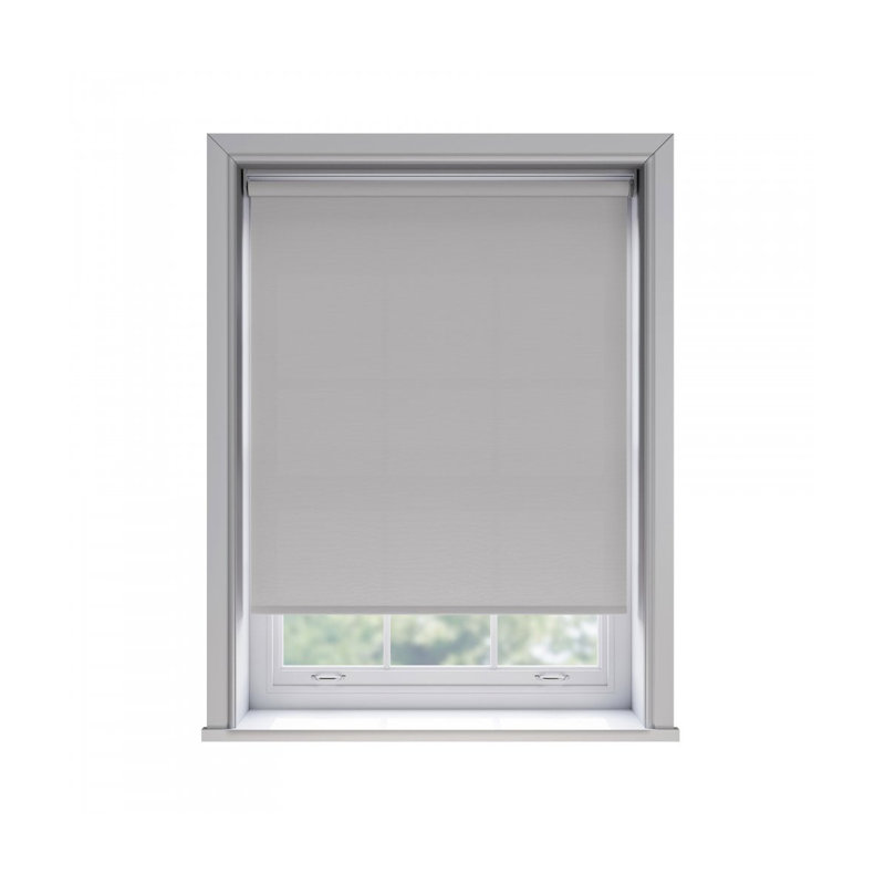 No Drill Thermal Blackout Roller Blind, 175cm W x 165cm L, Light Grey