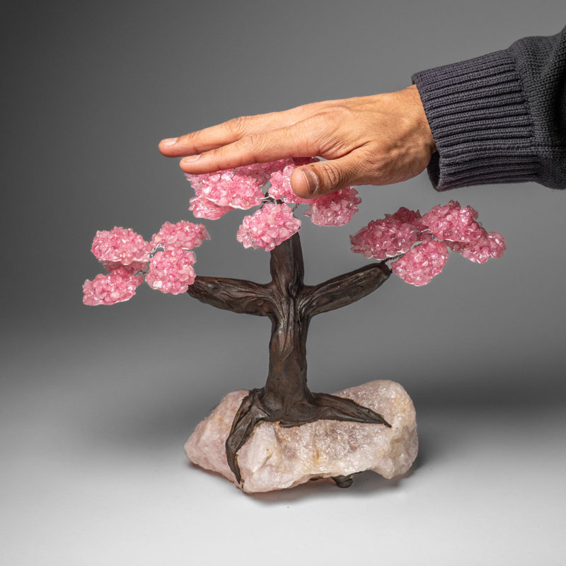 Custom - Genuine Rose Quartz Clustered Gemstone Tree On Rose Quartz Matrix (Unconditional Love Tree)