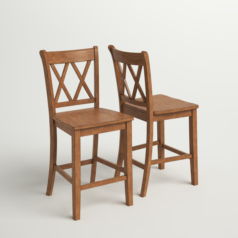 Fortville Solid Wood Counter/Bar Stool, Oak, Counter Stool (24" Seat Height)