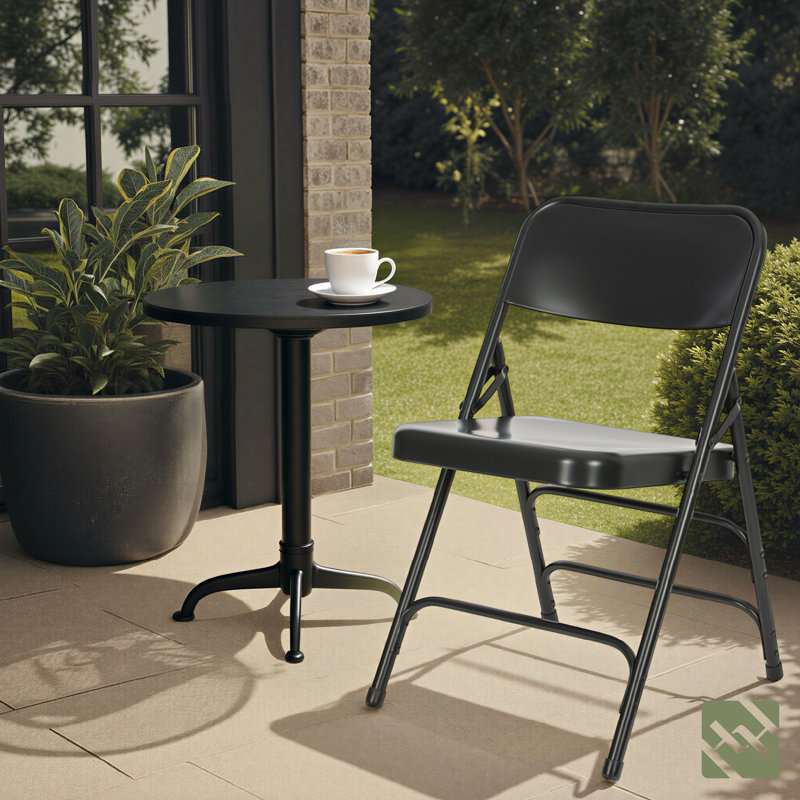 Chaise pliante empilable en métal Bernadine, Noir