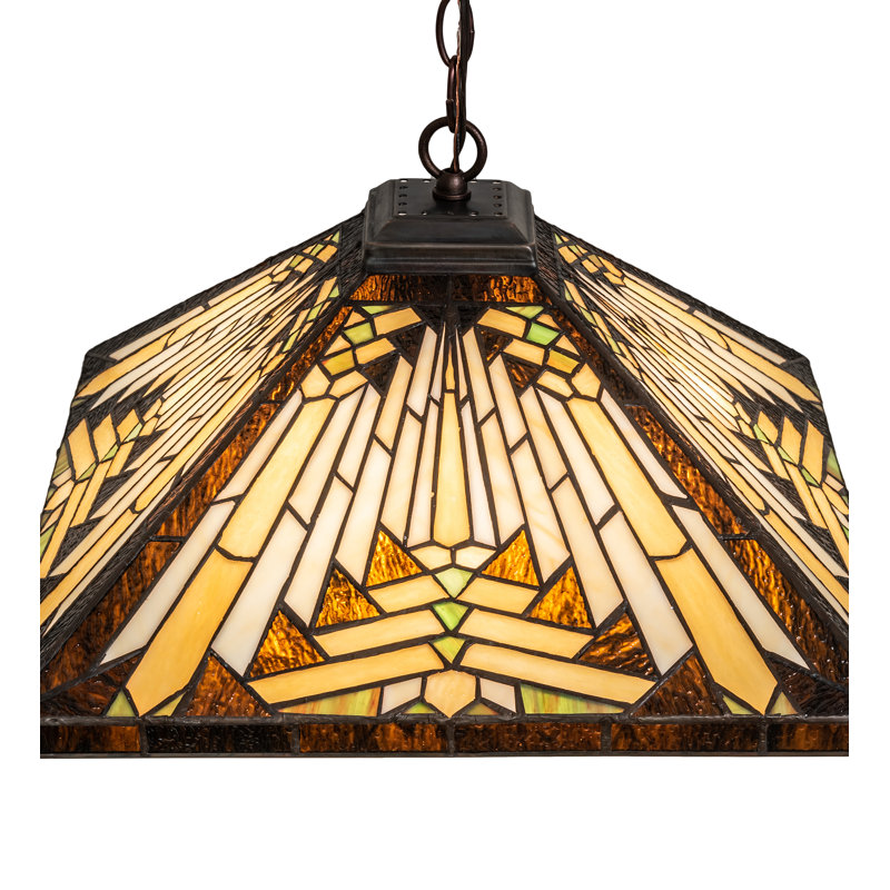 Nuevo Mission 17" Square Handcrafted Glass Pendant in Mahogany Bronze