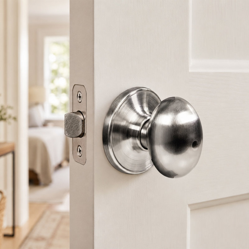 Egg Privacy Bed/Bath Door Knob, Satin Nickel
