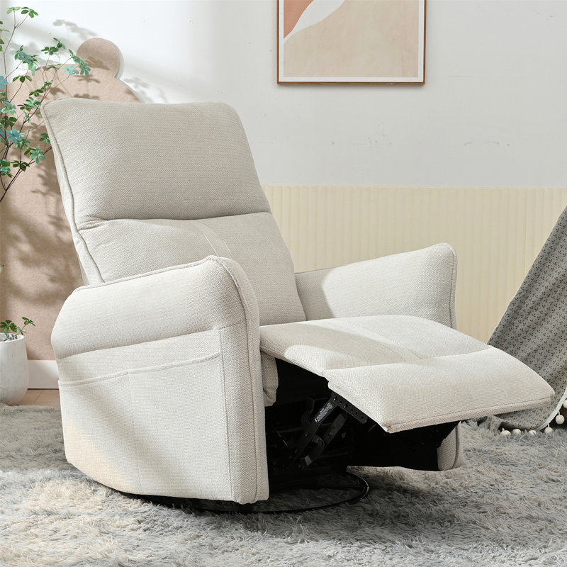 360° Swivel Rocker Recliner Chair,Swivel Nursery Rocking Chair W/Pull Ring,Glider Chair,Modern Rocking Swivel Recliner Chair For Bedroom,Living Room Chair Home Theater Seating(Fabric Gray+360°Swivel )