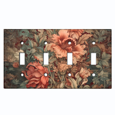 Couvercle de plaque d'interrupteur en métal; Bascule à deux bandes de taille standard des États-Unis - Style floral William Morris