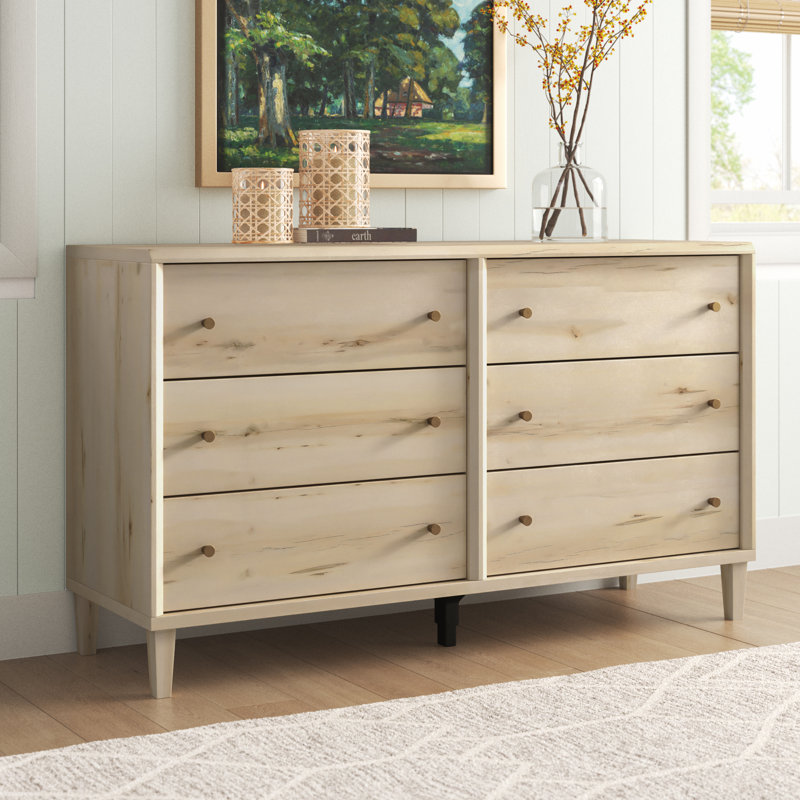 Harry Willow Place 6 Drawer 59.05" W Double Dresser, Pacific Maple