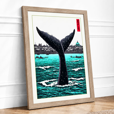 Whale Tail Emerges Coastal 1 Piece Single Picture Frame Wall Art