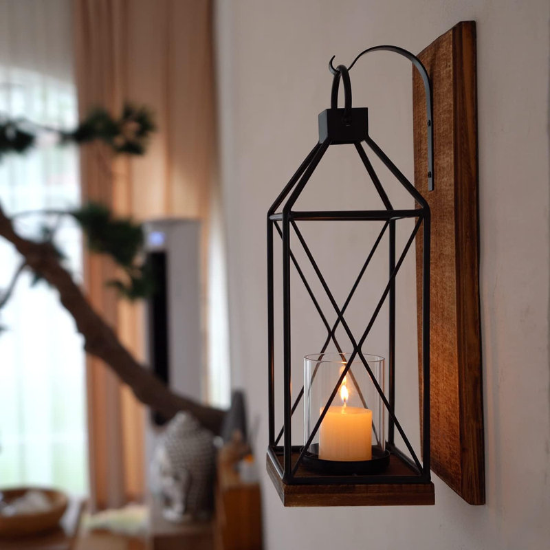 Bougeoir décoratif en bois rustique
