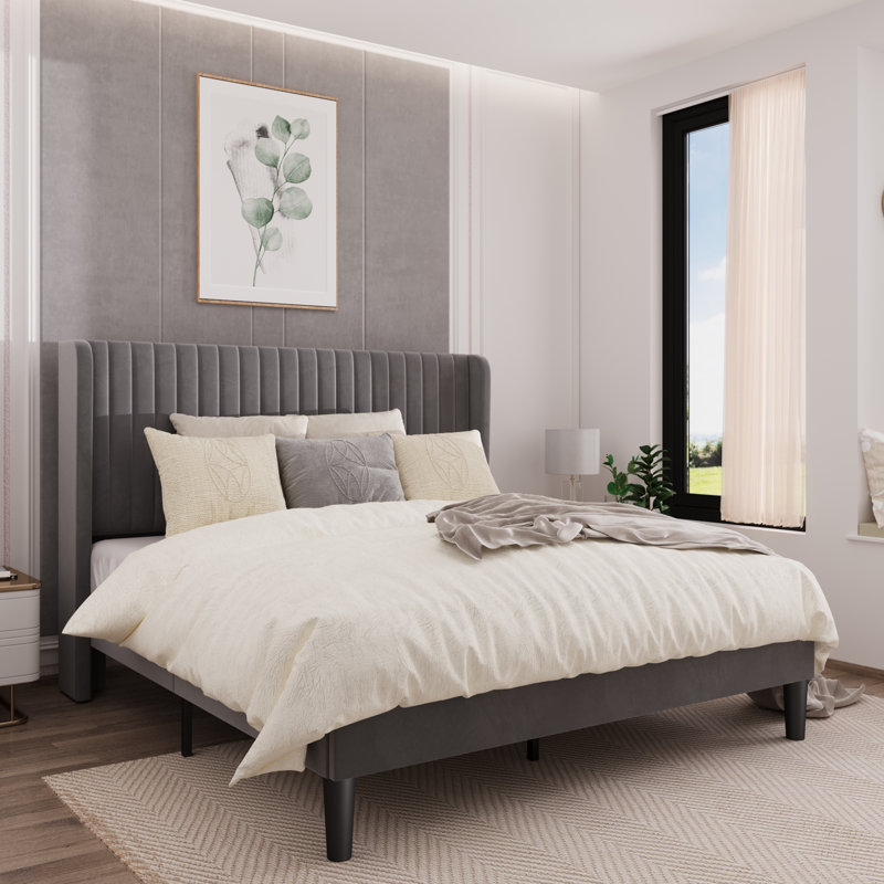 Candler Upholstered Wingback Platform Bed | Stylish Comfort