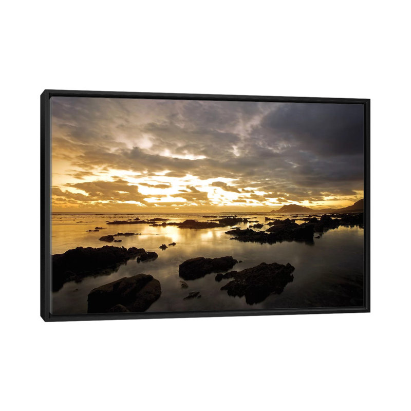« beach ii », reproduction de photo sur toile, H 18 po x l 26 po x P 1,5 po, Toile avec cadre noir, Pas de tapis