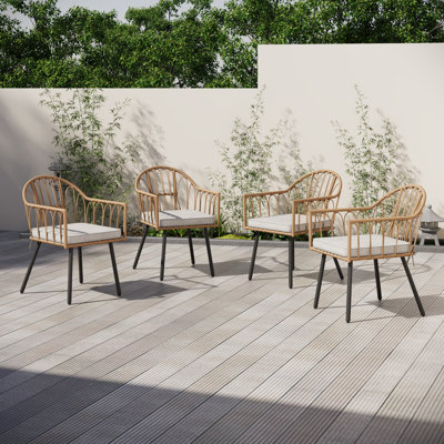 Outdoor Patio Dining Chairs with Weather-Resistant PE Rattan