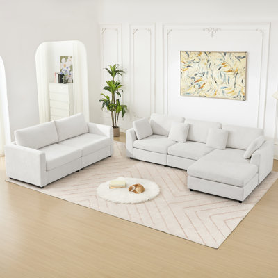 2-Piece Living Room Set Modern L Shape Sofa Set