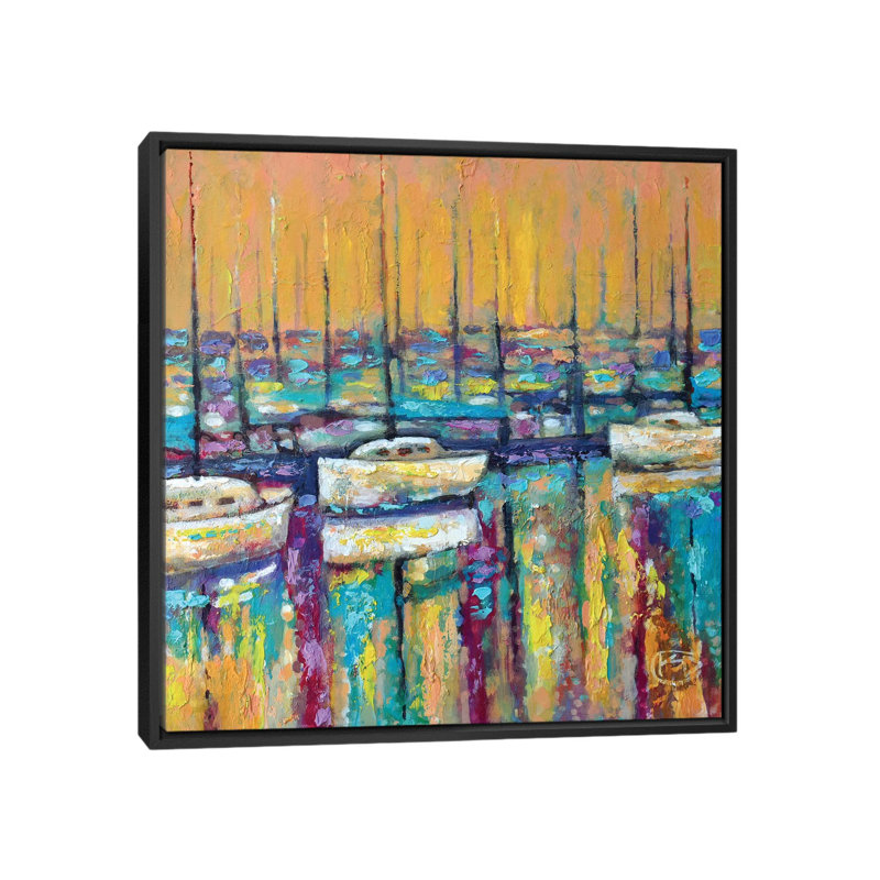 « harbor », impression sur toile, H 26 po x l 26 po x P 1,5 po, Toile avec cadre flottant noir, Pas de tapis