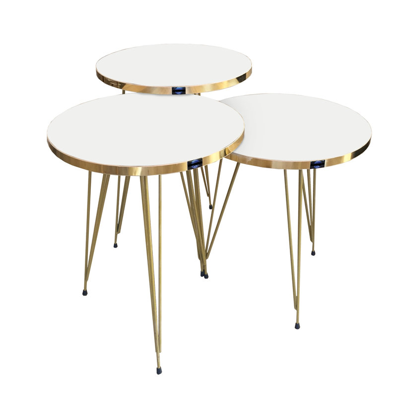 Ginsburg 3 Legs End Table Set, White