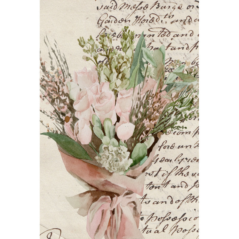 Wrapped Bouquet I - Painting, 122 cm H x 81 cm W, Black Floater Framed