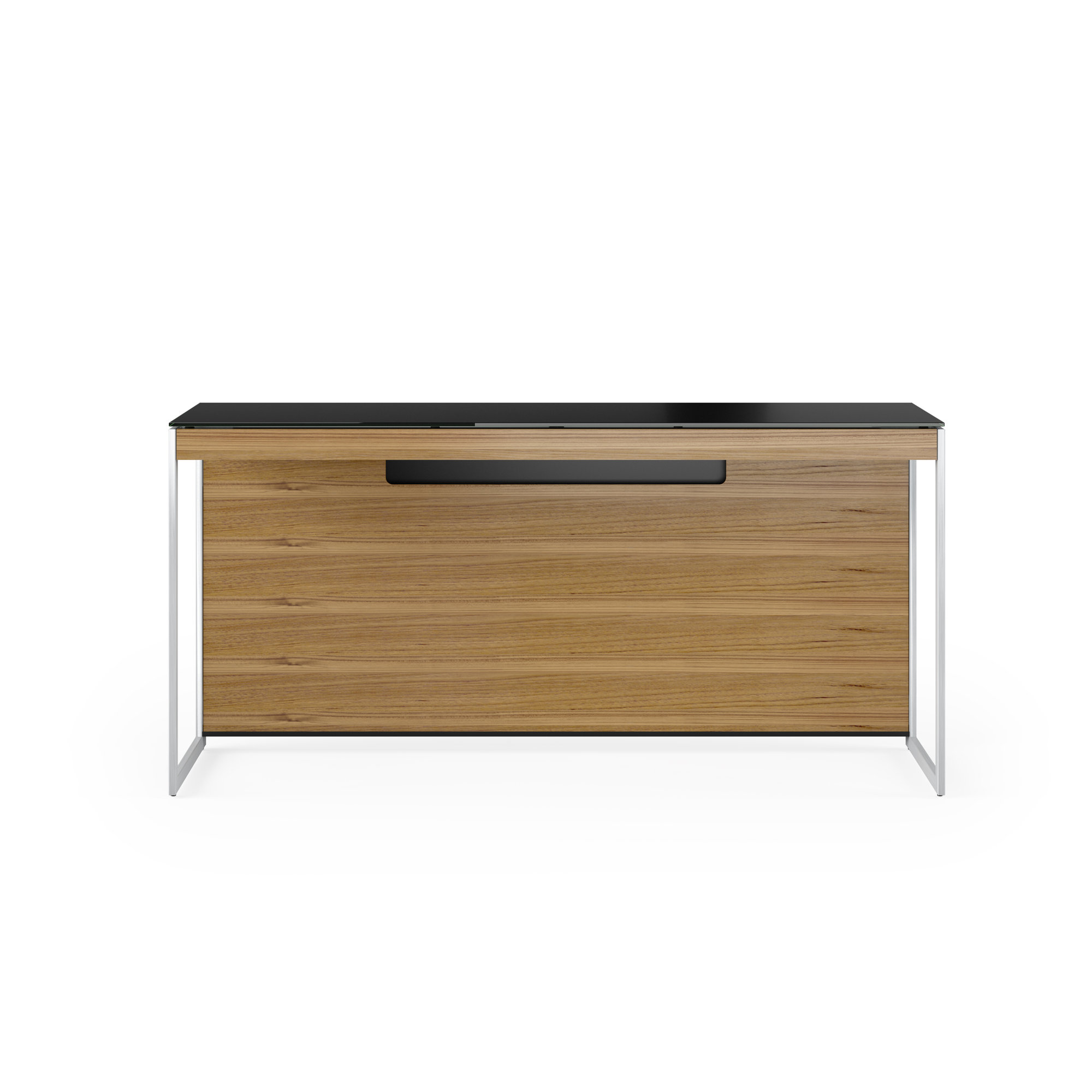 Sequel 20 Writing Desk, Natural Walnut/Satin Nickel, 24.75" H x 48" W x 24" D