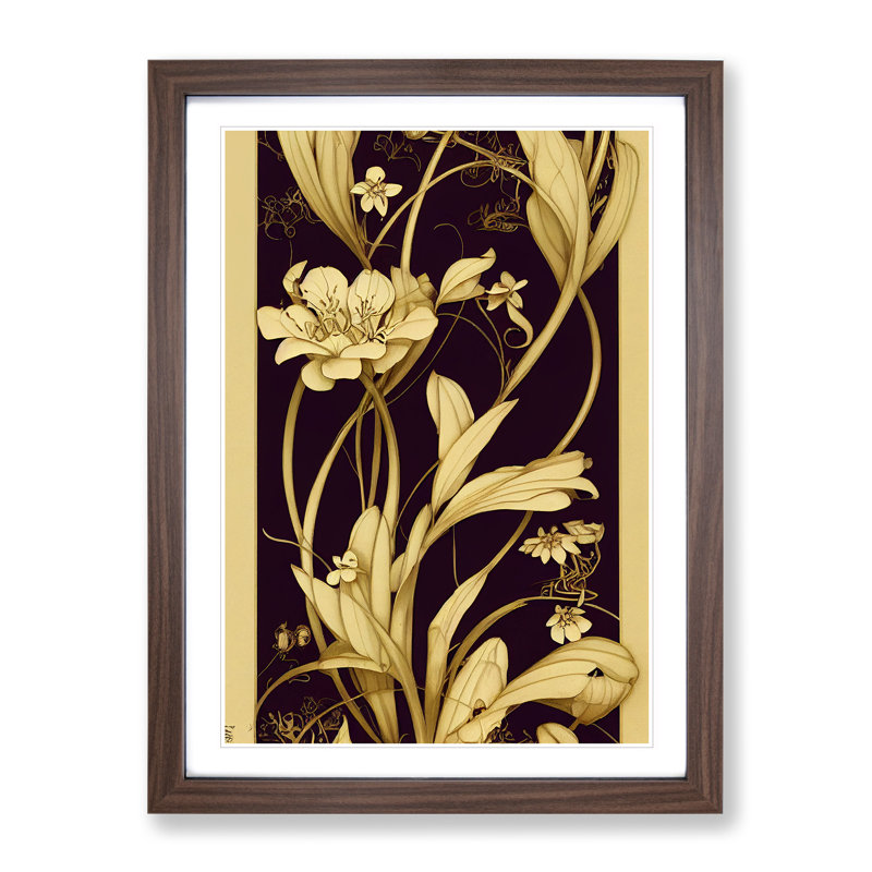 Flowers No.2 - Single Picture Frame Print, 64cm H x 46cm W x 2cm D, Walnut Framed