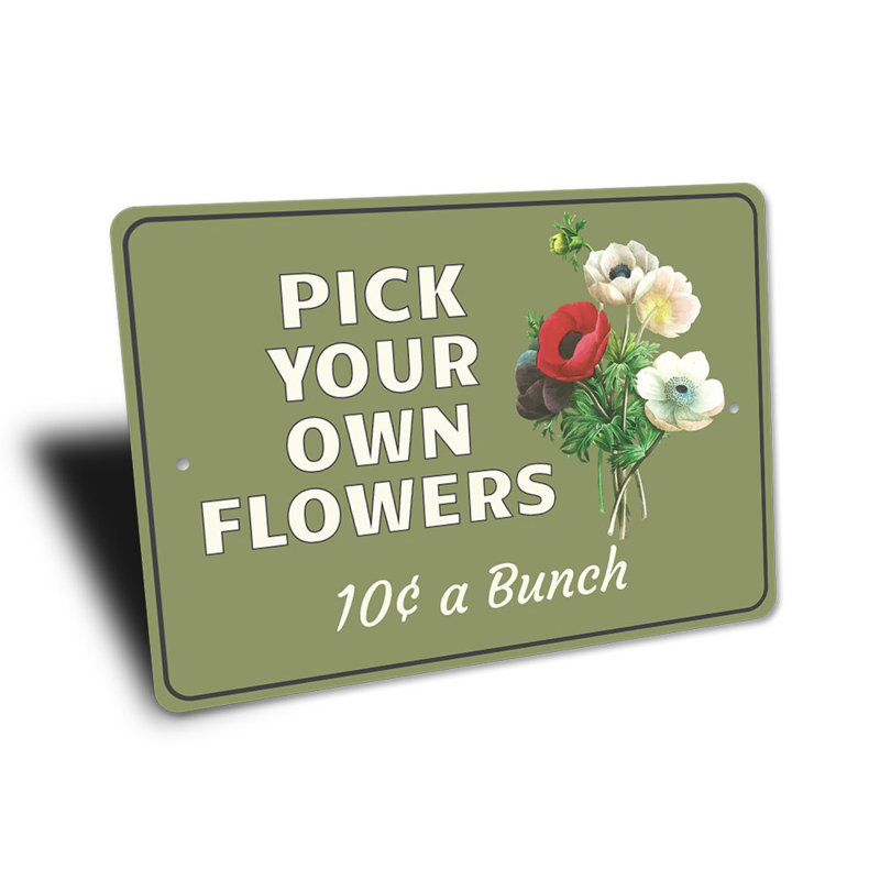 Plaque en aluminium «Pick Flowers», H 18 po x l 12 po x P 0,06 po