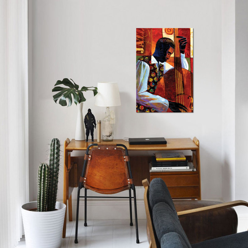 « jazz », reproduction sur toile, H 18 po x l 12 po x P 1,5 po, Toile tendue, Pas de tapis