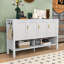 Buffet de rangement à 4 portes, tablettes réglables, tablette ouverte et crochets à double face-1873302022