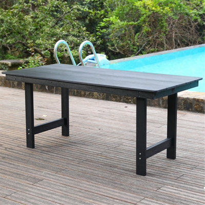 HDPE Patio Dining Family Table, coffee table, outdoor table for 4-6 People with Umbrella Hole for Backyard, Garden, Pool