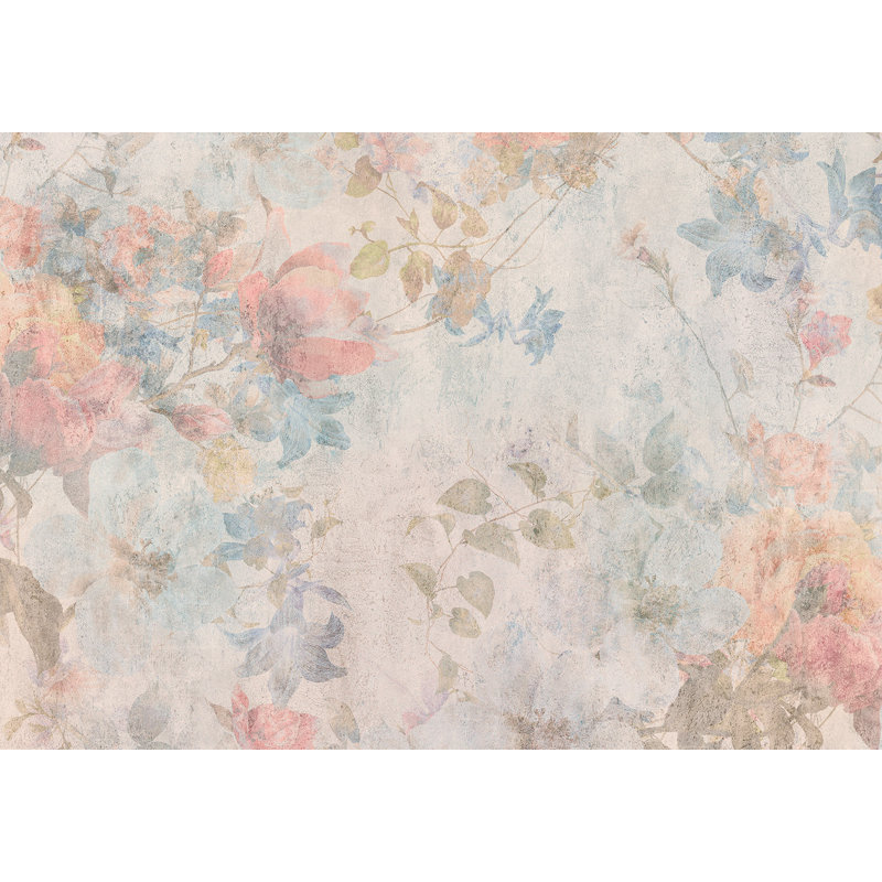 Adhésif mural floral pelez et collez - Jardin aux tons doux, L 124 po x l 173 po