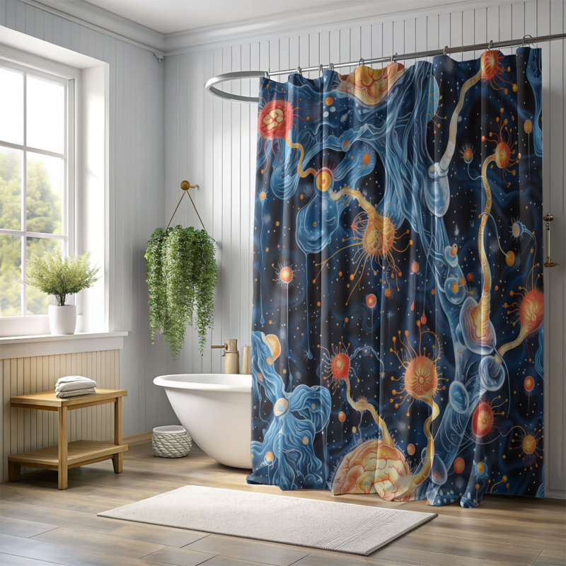 Brain Connections - Rideau de douche Premium, H 74 po x l 71 po