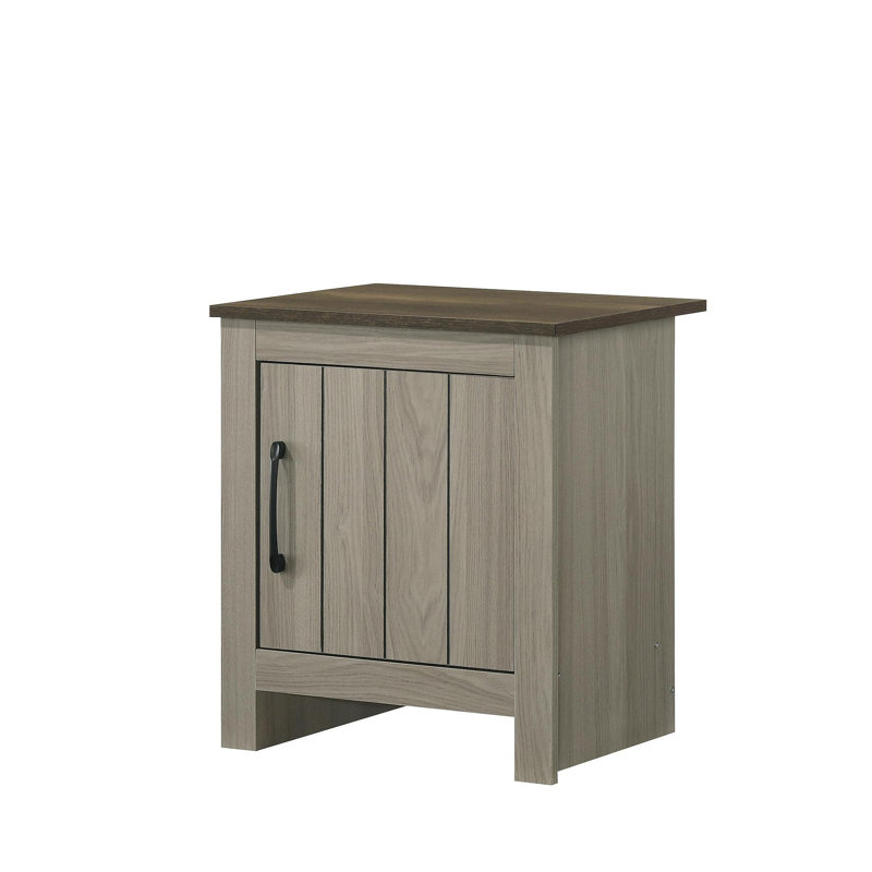 Nyla 16"W Gray Oak End Table, Side Table, Nightstand With Cabinet Door