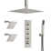 15-Spray Patterns 16" & 6" Triple Shower Heads, Shower Faucet  System with Thermostatic Rough-in Valve
