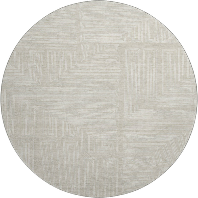 Premium Machine Washable Harrietstown AMF1045 Geometric Rug, Round 8'