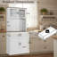 Armoire de cuisine 71 po avec portes en verre et support pour micro-ondes, armoire de cuisine autoportante haute avec tablettes réglables pour la salle à manger