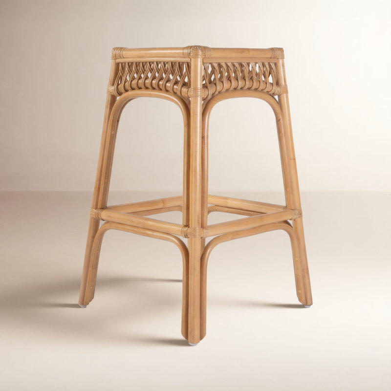 Antigua 24.75 in. Seat Height Square Rattan Count Stool, Bar Stool (30.25” Seat Height)