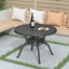 Ensemble de salle à manger bistro 3 pièces, table ronde de 100 cm avec trou pour parasol et 2 chaises pivotantes avec coussins bleus-1568743187