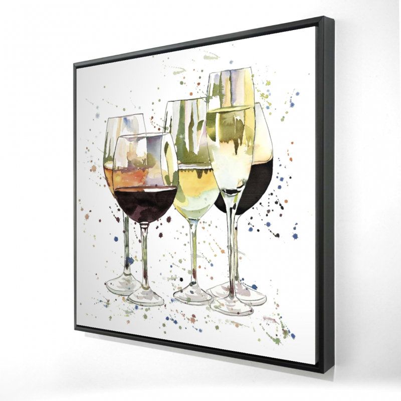 Beaux verres à vin sur toile | Art mural Home Decor, H 25,25 po x l 25,25 po