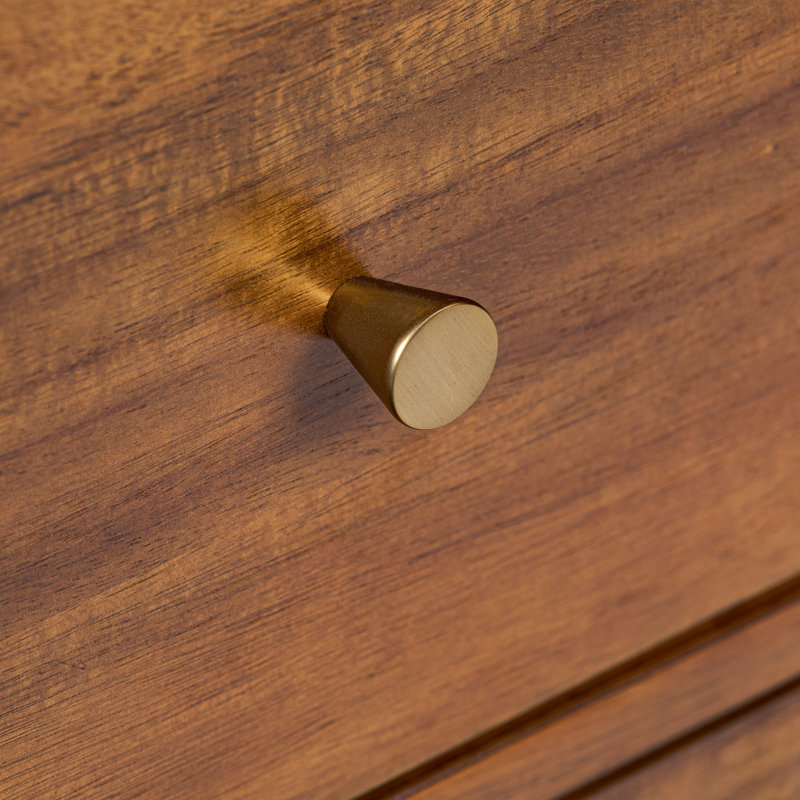 Oslo Wood Nightstand with Brass Handles, Light Brown