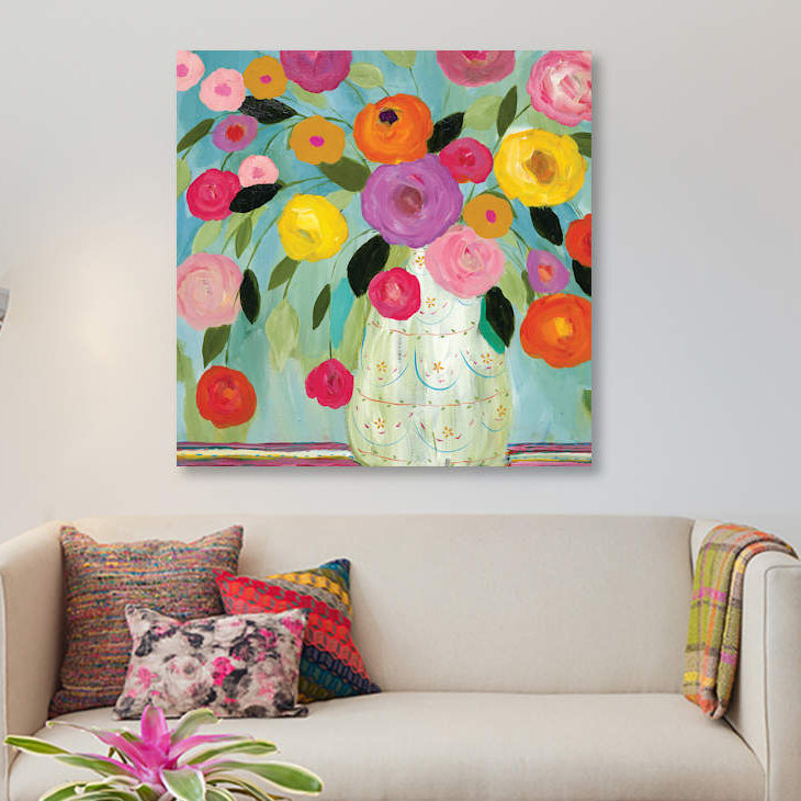 «Fiesta», impression sur toile, H 26 po x l 26 po x P 1,5 po, Toile tendue, Pas de tapis