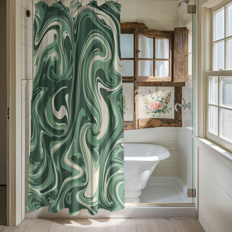 Rideau de douche Chunky Emerald Twirl - Premium, H 74 po x l 71 po