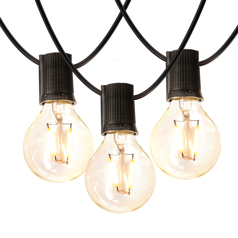 Guirlande de lumières d'extérieur à DEL de 26 pi avec 12 ampoules G40 blanches douces Ambiance Pro, cordon noir, résistant aux intempéries