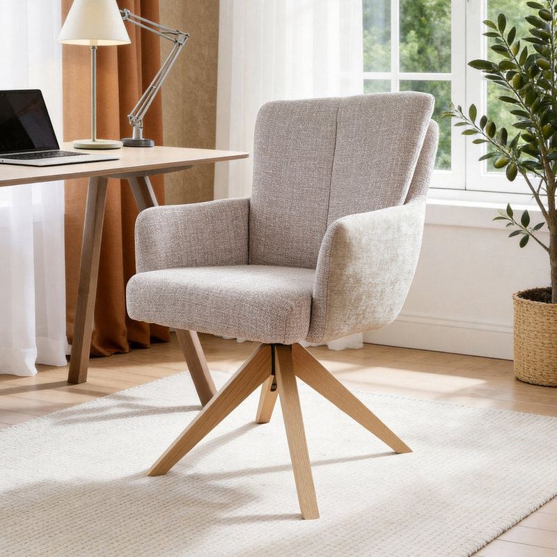 Chaise de bureau Bernab, Lin brun