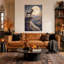 «Bighorn Ram On Rocky Cliff With Full Moon», art mural sur toile-1380936654