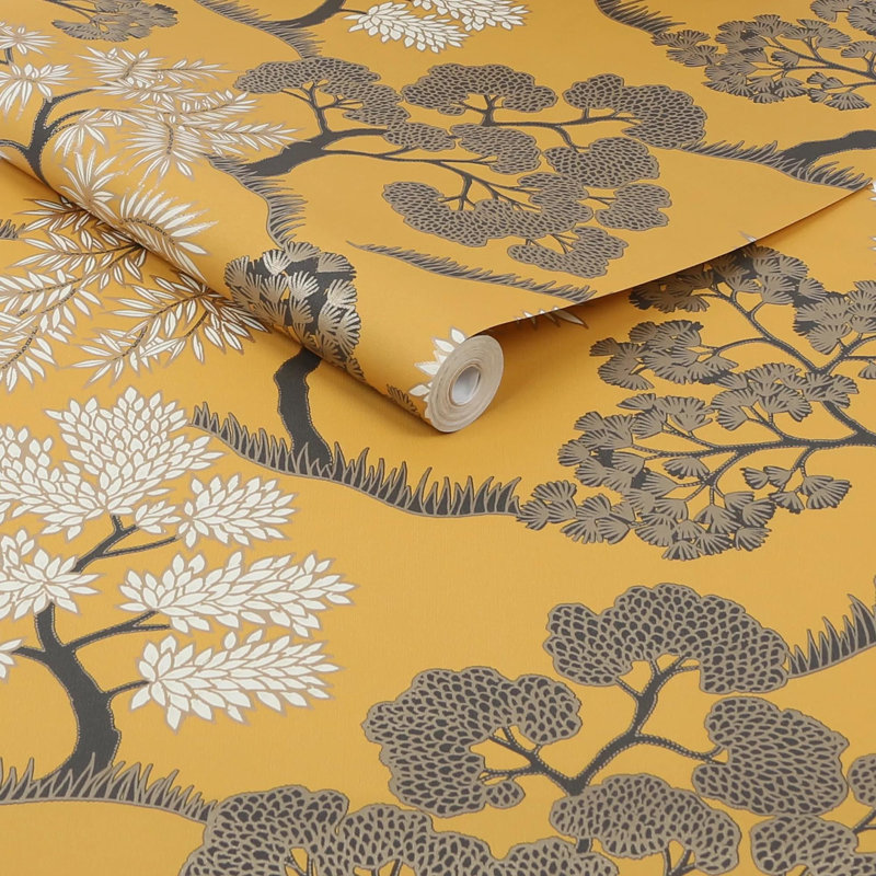 Trees Sublime Tree and Floral Wallpaper, Yellow