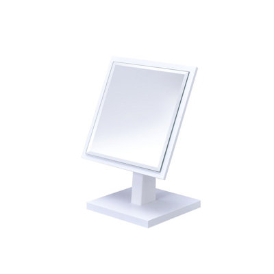 9.5" Tall Polyresin And Wood Make-Up Mirror On A Pedestal