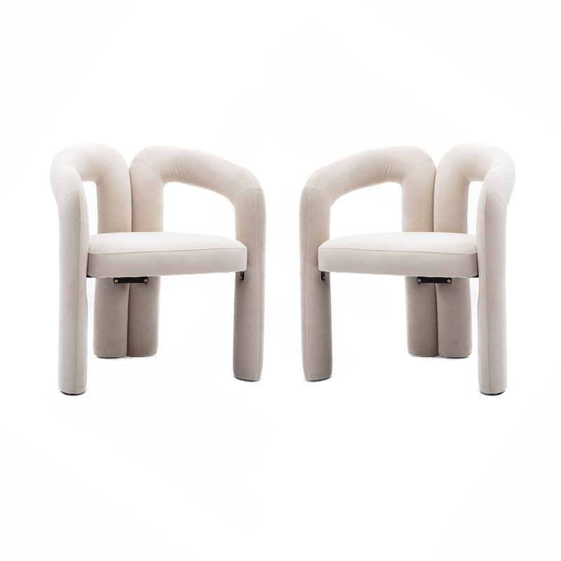 Keyt 16.54'' H Upholstered Armchair, Beige Velvet, 27.95" H x 25.2" W x 19.88" D