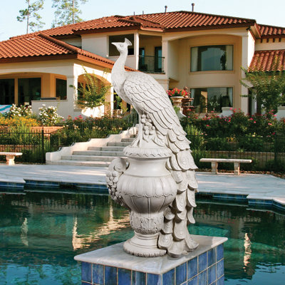 Staverden Castle Peacock Animals Weather Resistant UV Resistant Polyresin Garden Statue