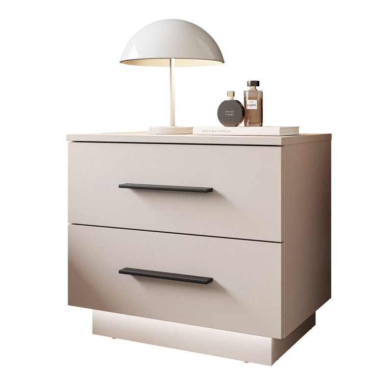 2 Drawer Catrien Bedside Table, Cashmere/Black