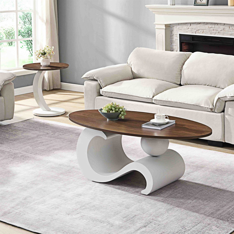 Ensemble de tables basses Nesting, Brun, Blanc