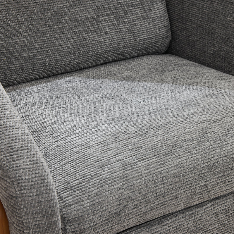 Fauteuil d'appoint rembourré avec base d'appoint en bois, Gris chenille